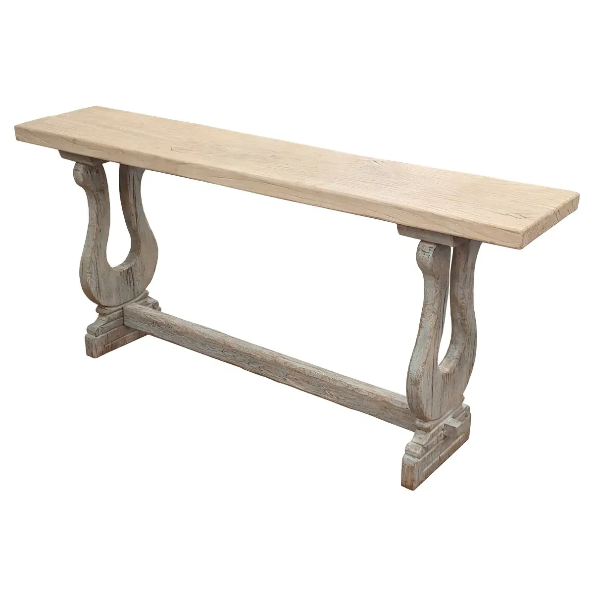 Calista Rectangular Console Table - Natural Brown, Elm Wood image