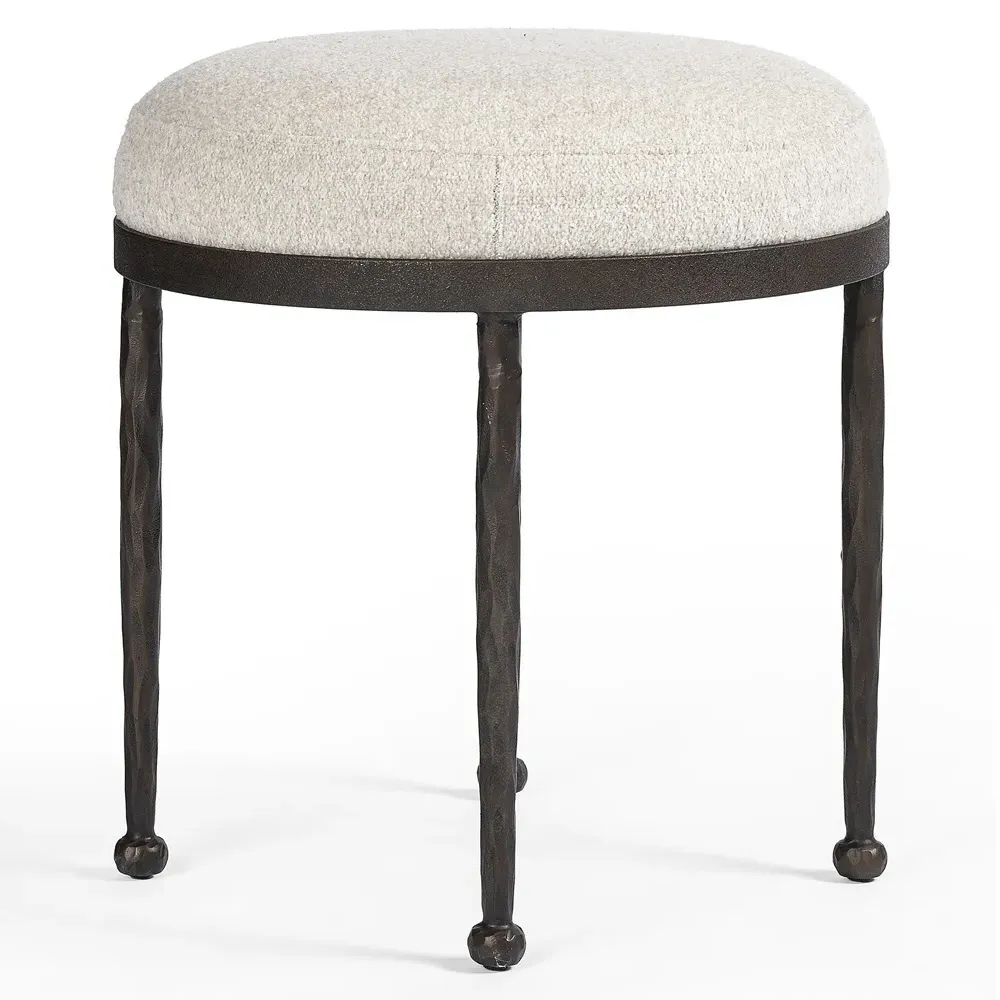 Calix Accent Stool - Off White, Shearling