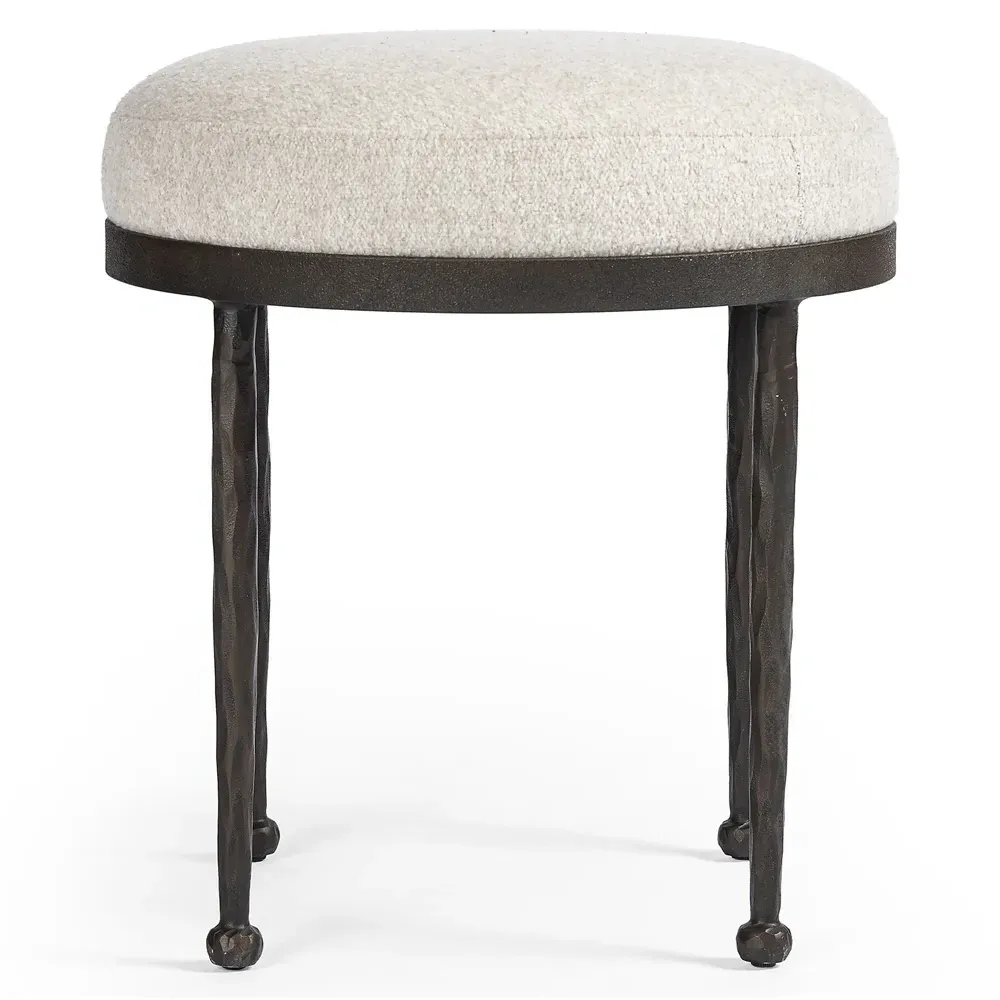 Calix Accent Stool - Off White, Shearling