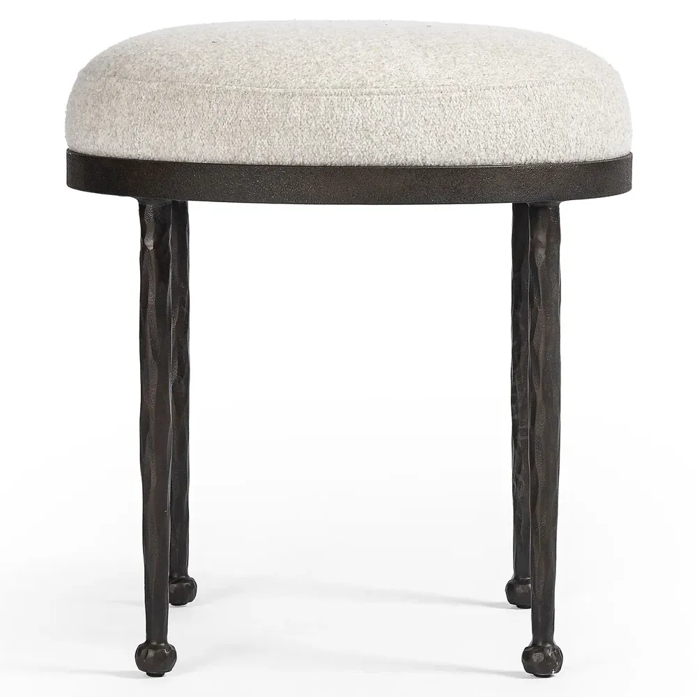 Calix Accent Stool - Off White, Shearling