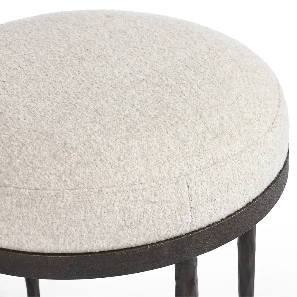 Calix Accent Stool - Off White, Shearling