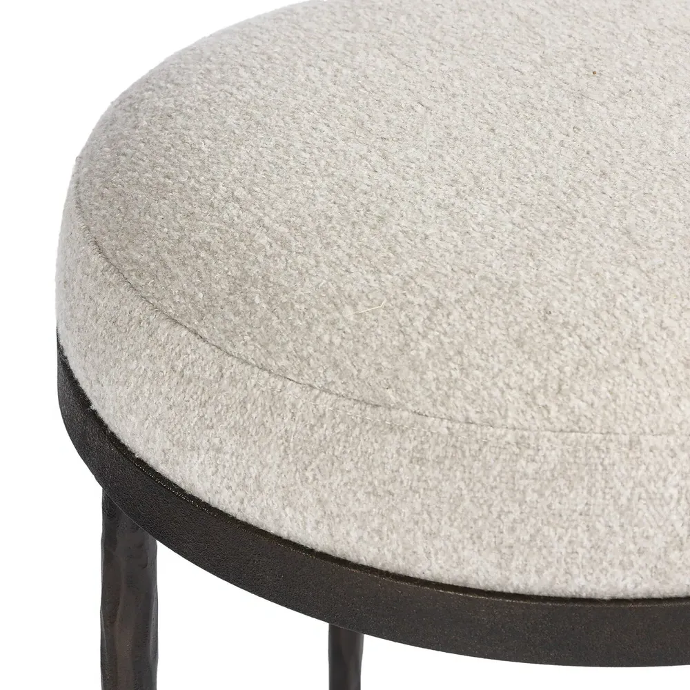 Calix Accent Stool - Off White, Shearling