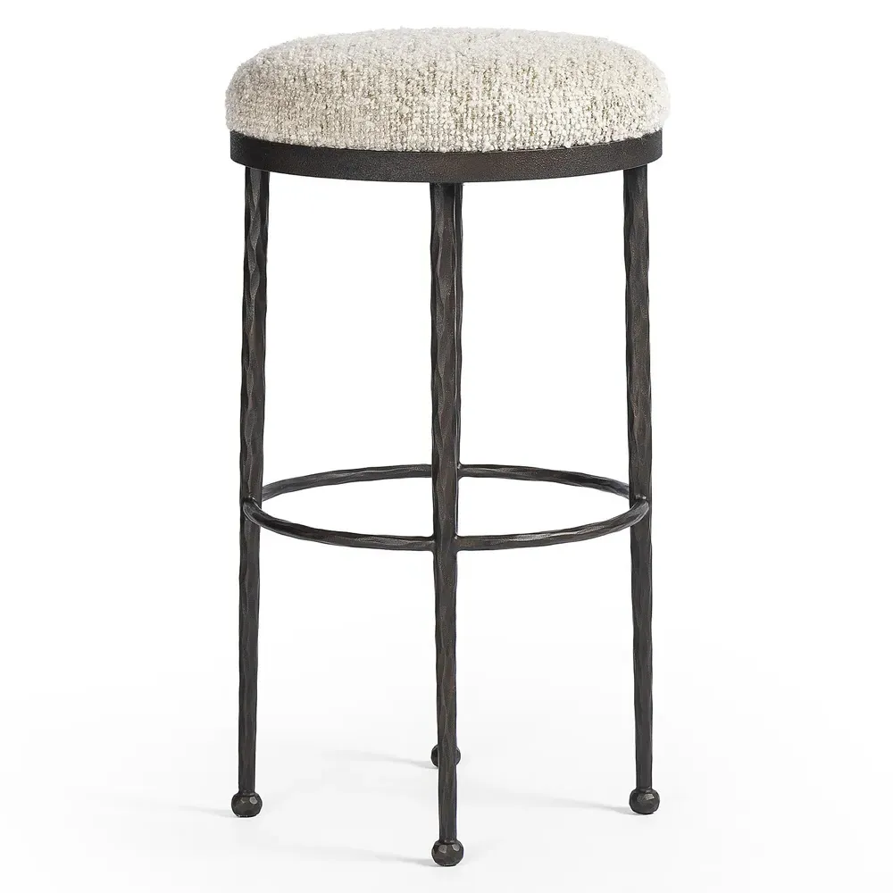 Calix Bar Stool - Cream, Boucle