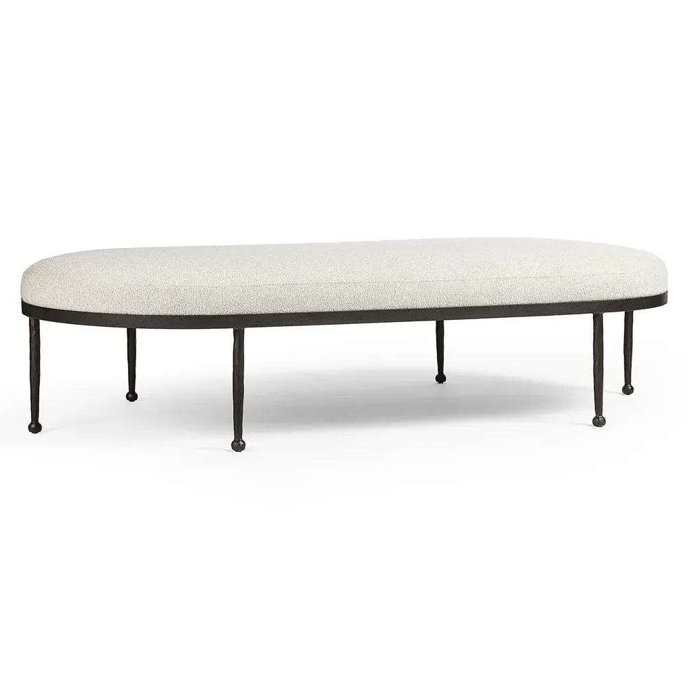 Calix Cocktail Ottoman - Off White, Shearling