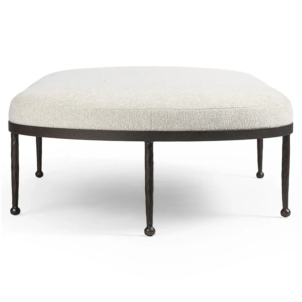 Calix Cocktail Ottoman - Off White, Shearling