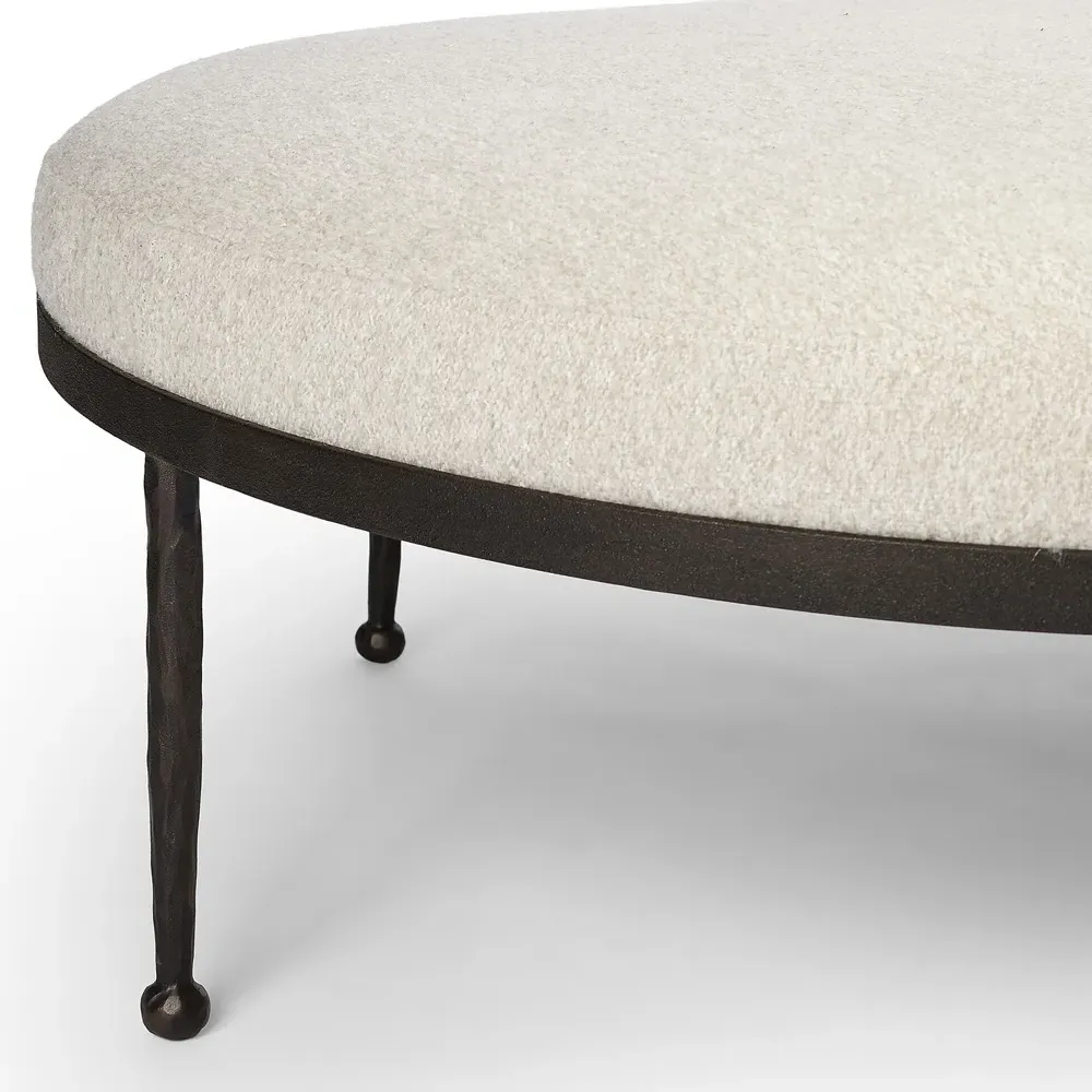 Calix Cocktail Ottoman - Off White, Shearling
