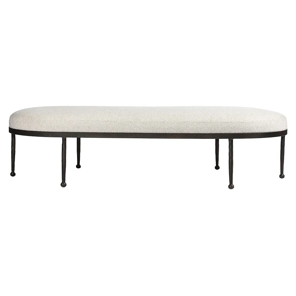 Calix Cocktail Ottoman - Off White, Shearling