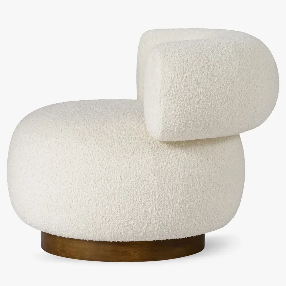 Calixto Swivel Chair - Cream, Performance Boucle