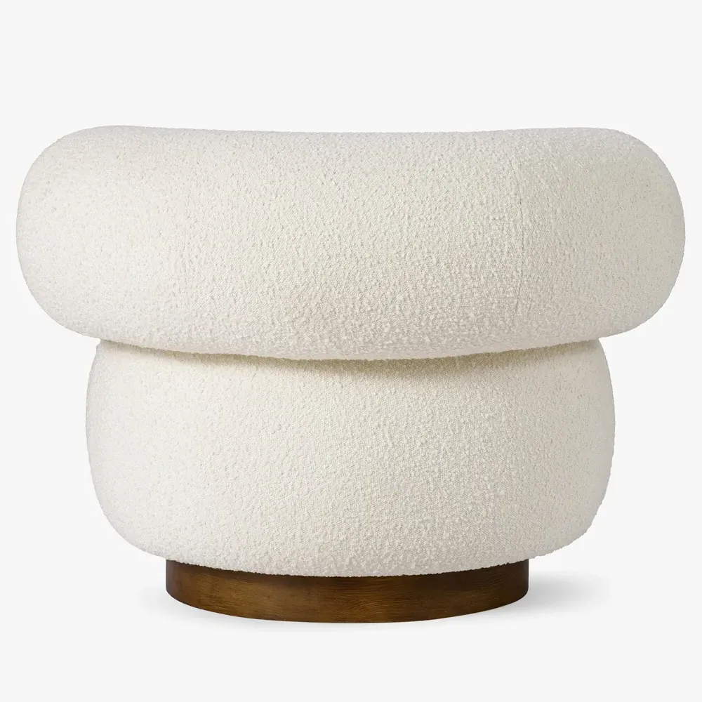 Calixto Swivel Chair - Cream, Performance Boucle