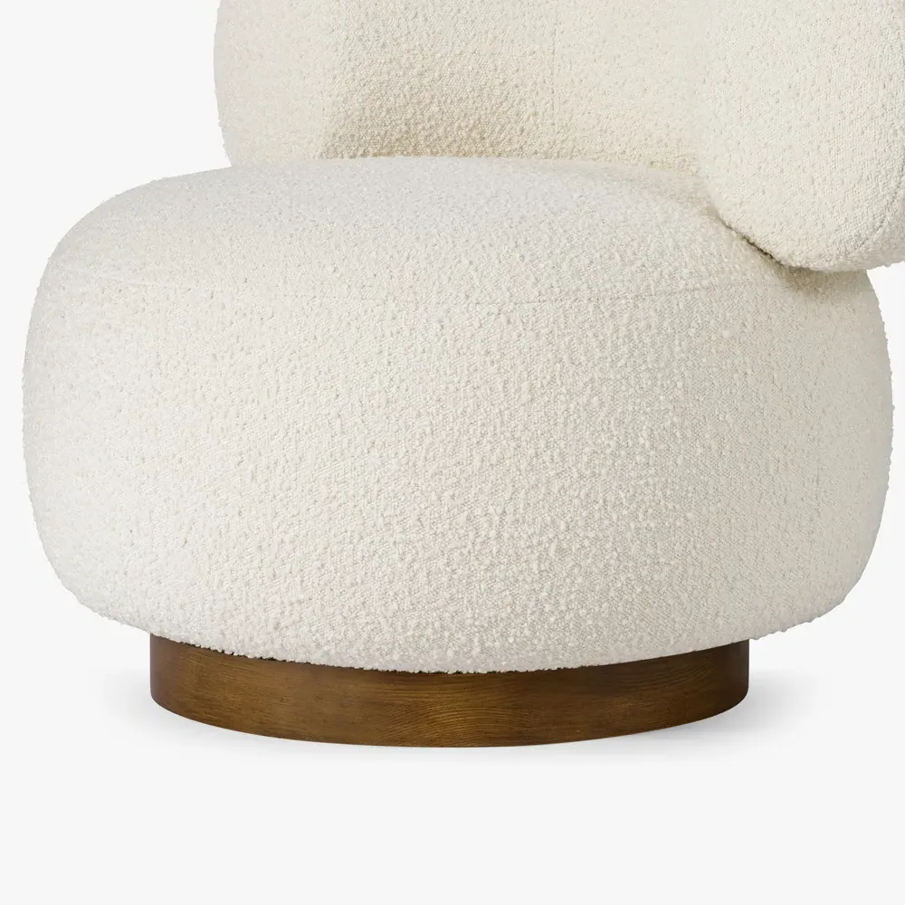 Calixto Swivel Chair - Cream, Performance Boucle