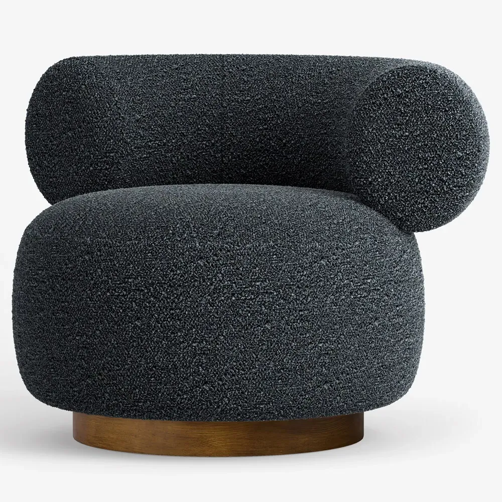 Calixto Swivel Chair - Dark Grey, Performance Boucle