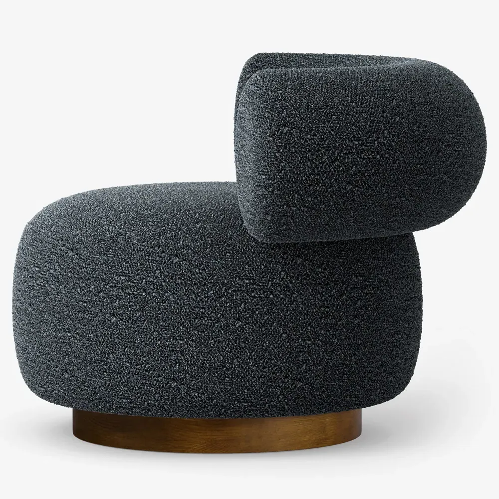 Calixto Swivel Chair - Dark Grey, Performance Boucle