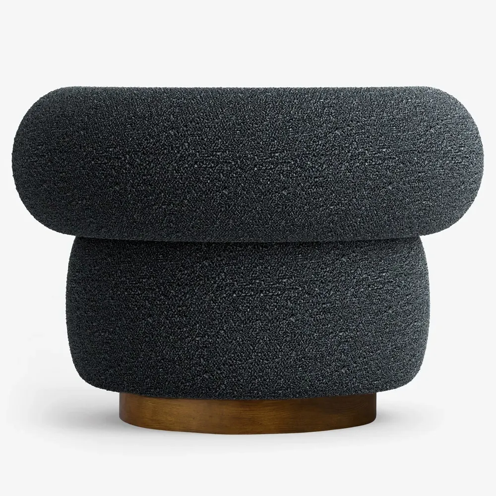 Calixto Swivel Chair - Dark Grey, Performance Boucle