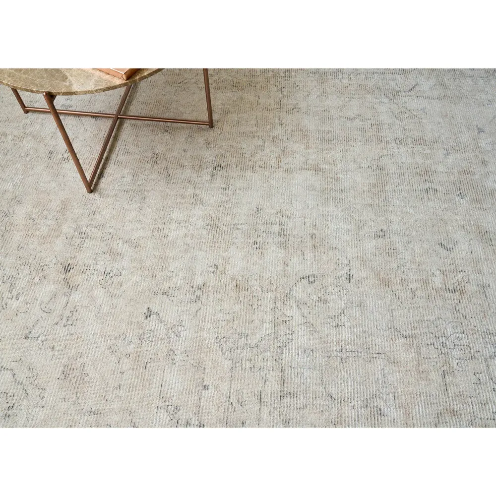 Calla Oushak Patterned Rug - Light Beige, Wool