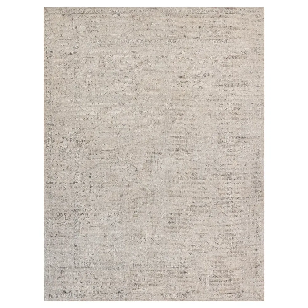Calla Oushak Patterned Rug - Light Beige, Wool