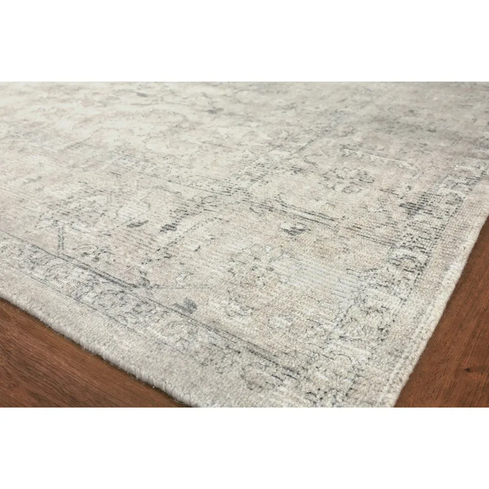 Calla Oushak Patterned Rug - Light Beige, Wool