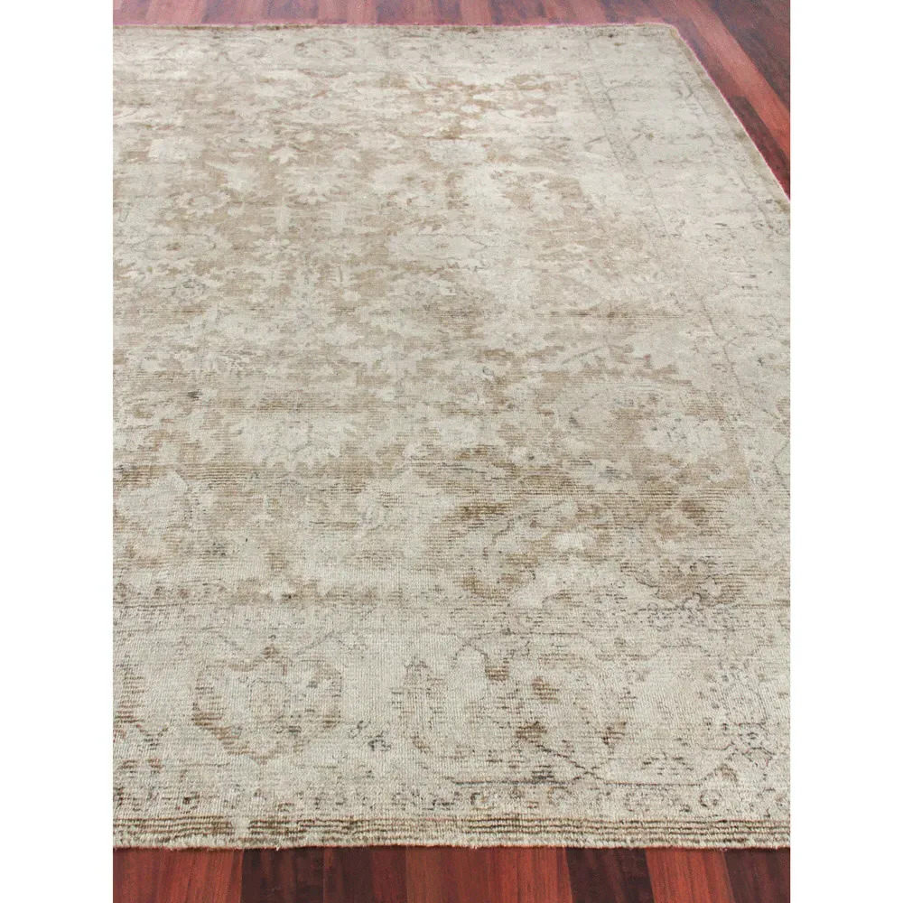 Calla Oushak Patterned Rug Sample - Brown, Wool