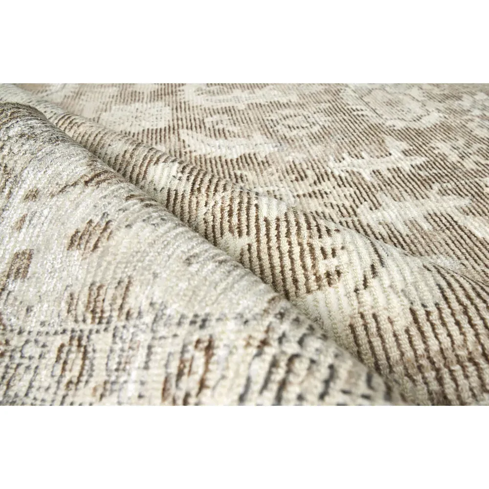 Calla Oushak Patterned Rug Sample - Brown, Wool