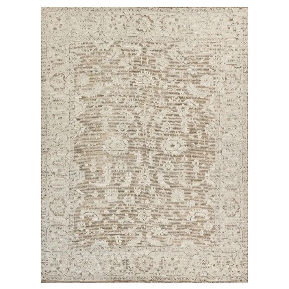 Calla Oushak Patterned Rug Sample - Brown, Wool image