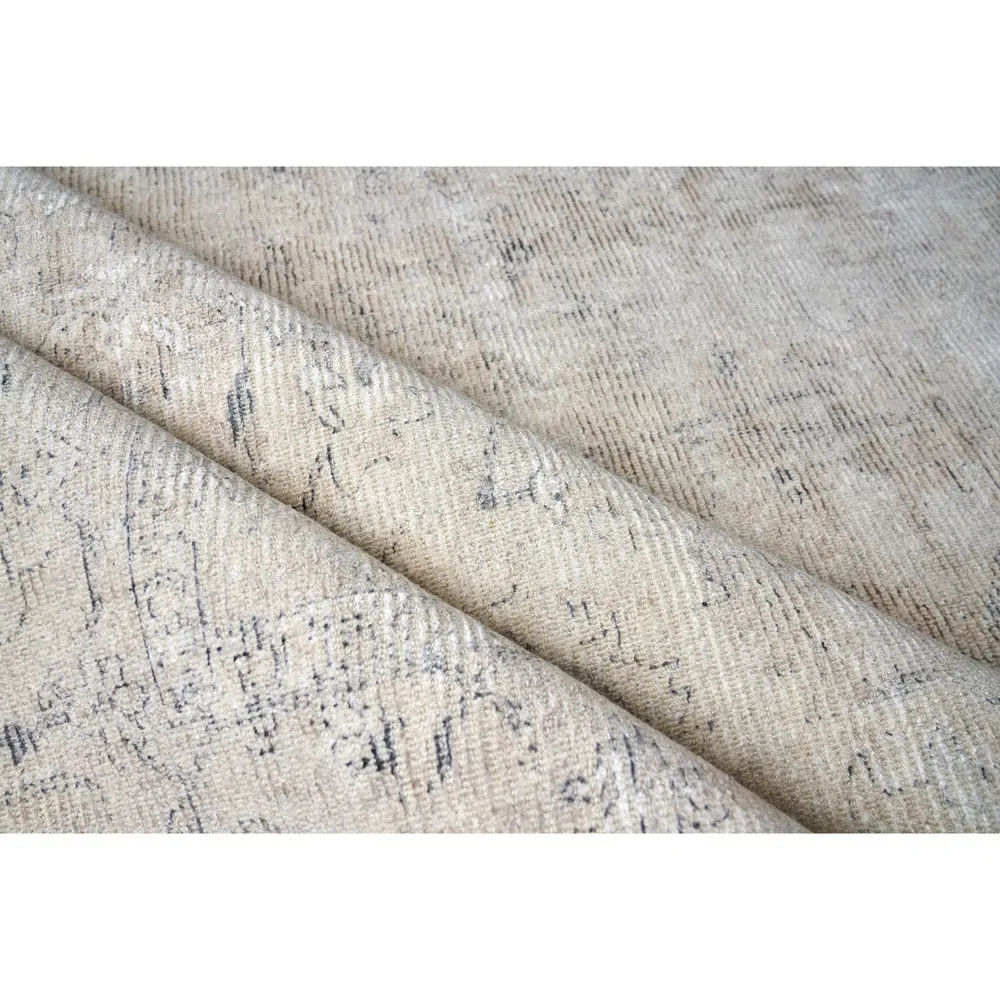 Calla Oushak Patterned Rug Sample - Light Beige, Wool