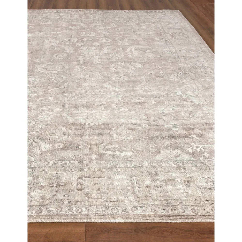 Calla Oushak Patterned Rug Sample - Tan, Wool