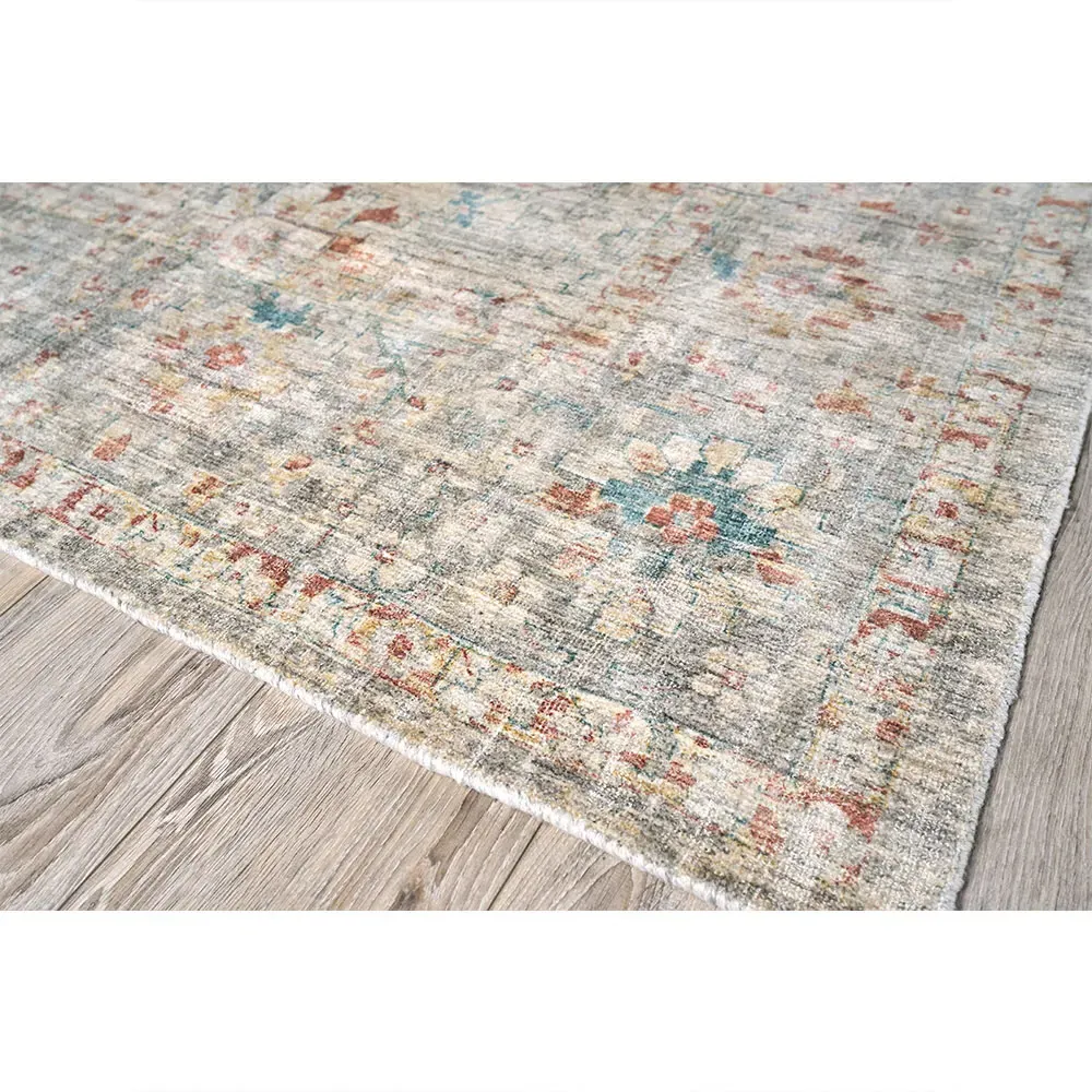 Callan 6x9 Floral Patterned Rug - Beige, Wool