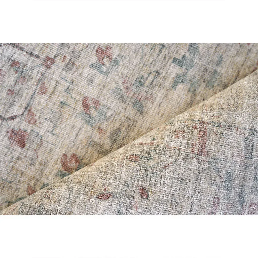 Callan 8x10 Floral Patterned Rug - Beige, Wool