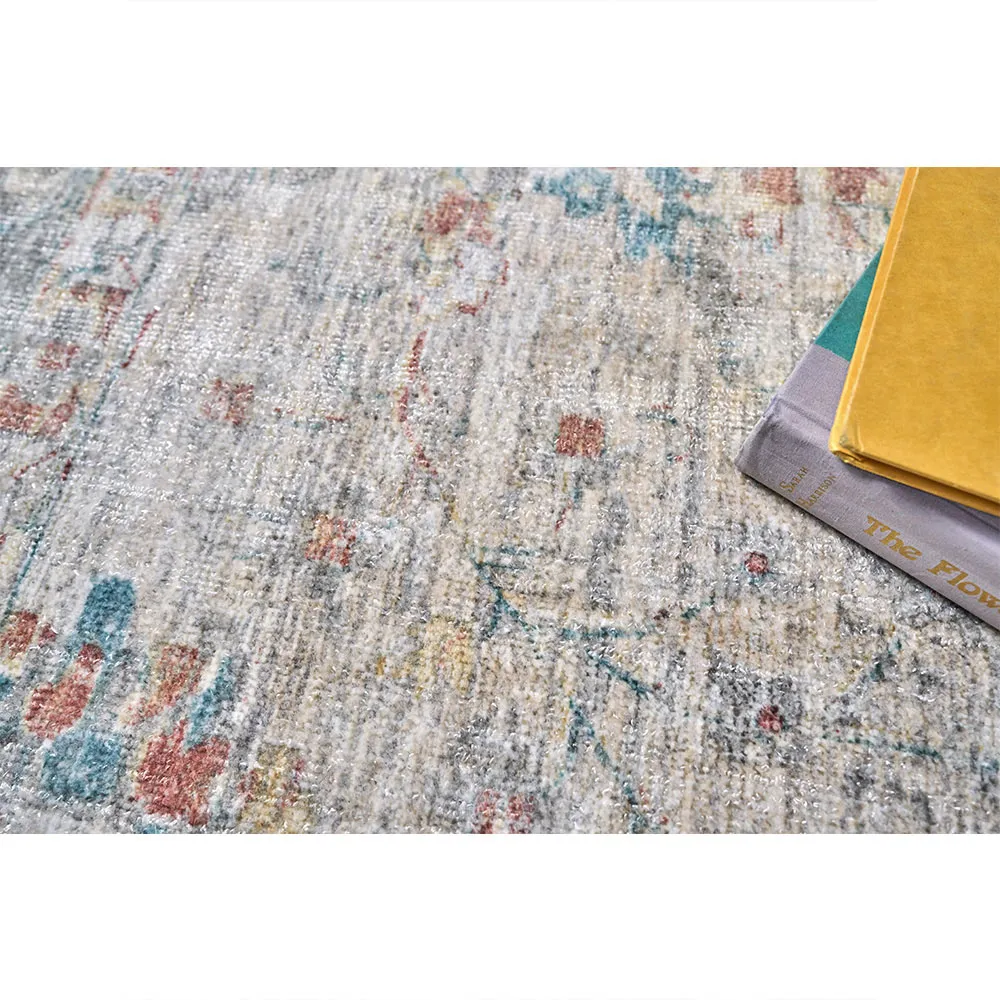 Callan 9x12 Floral Patterned Rug - Beige, Wool