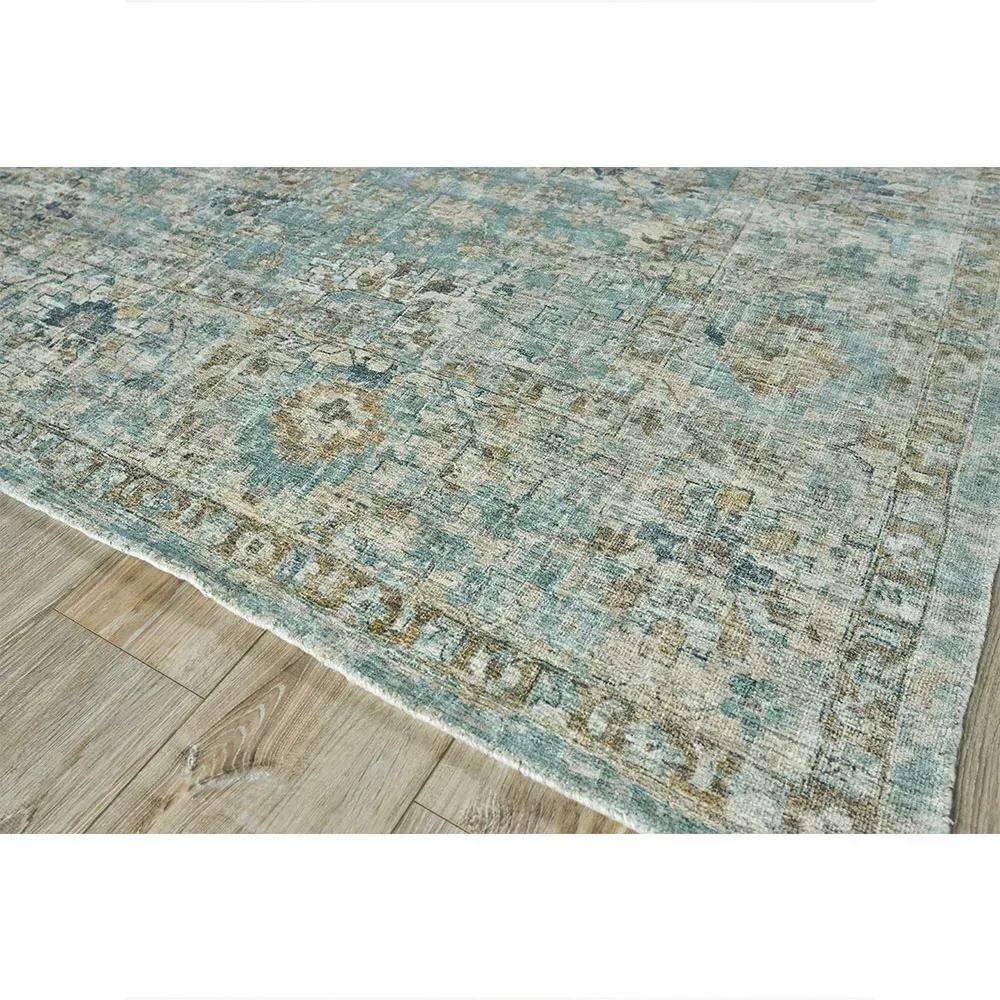 Callan Floral Patterned Rug - Blue, Wool