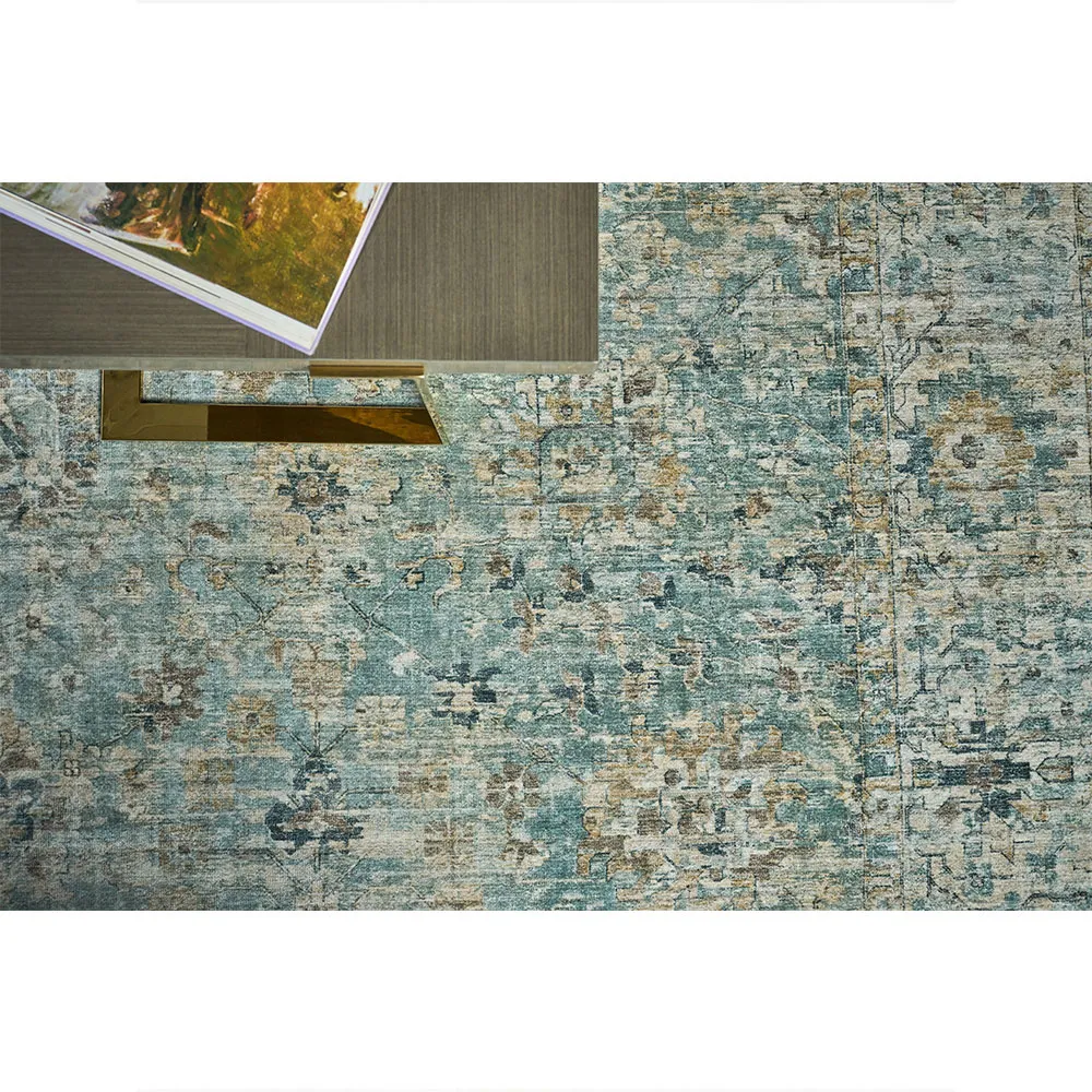 Callan Floral Patterned Rug - Blue, Wool