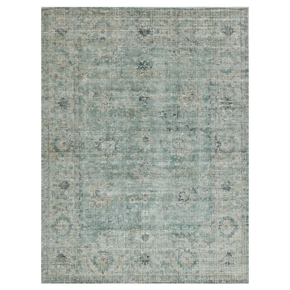 Callan Floral Patterned Rug Sample - Blue, Wool image