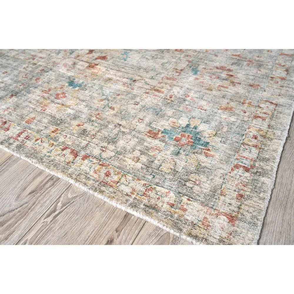 Callan Sample Floral Patterned Rug - Beige, Wool