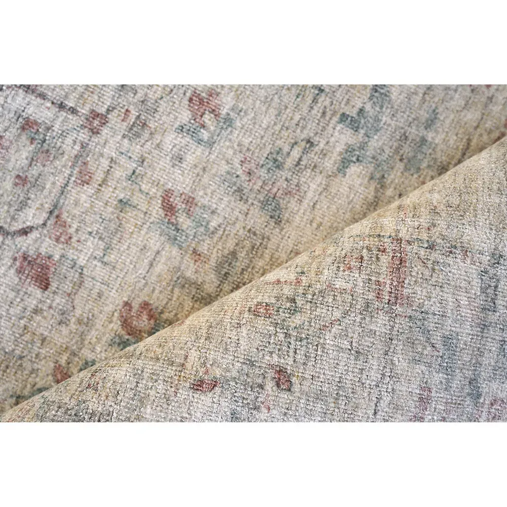 Callan Sample Floral Patterned Rug - Beige, Wool