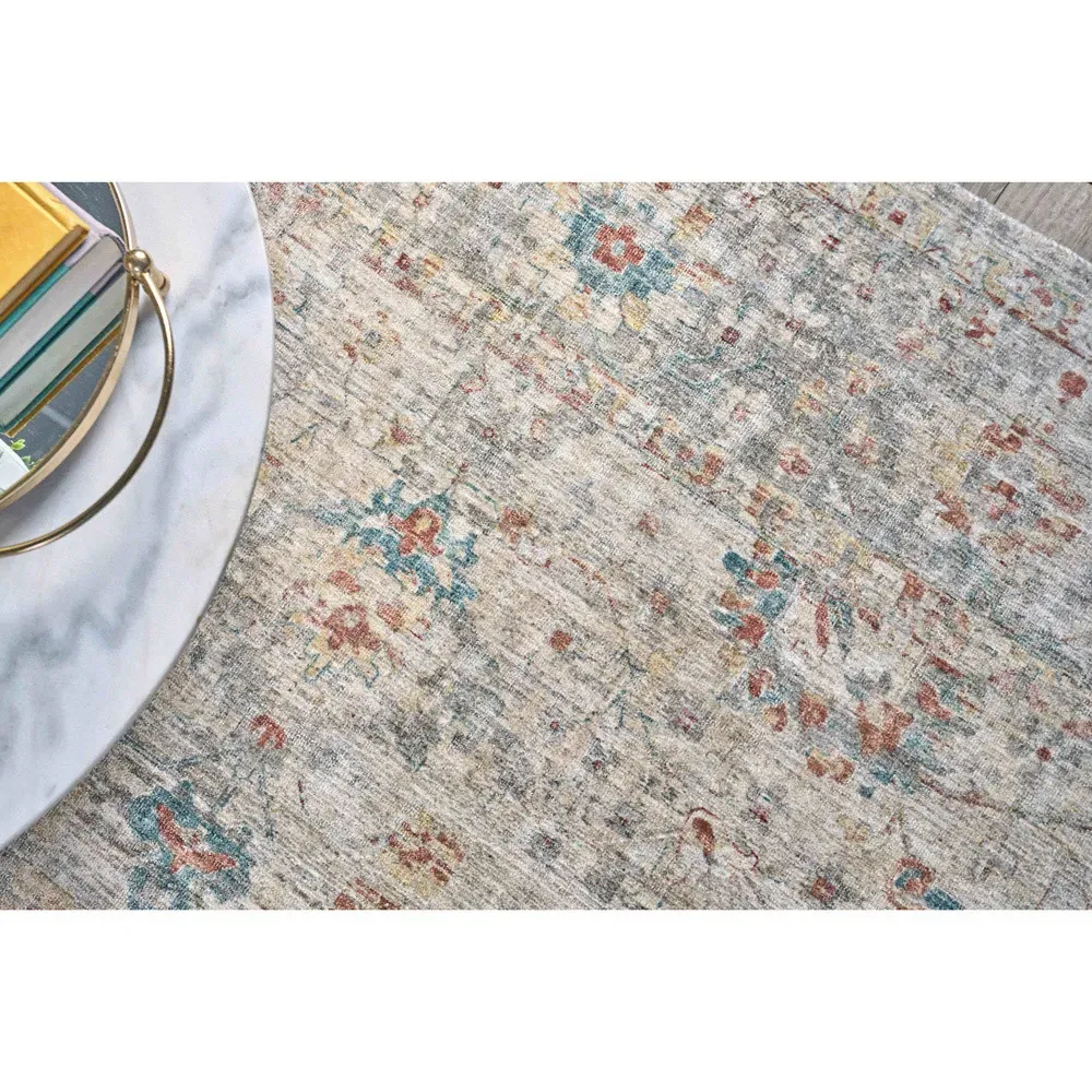 Callan Sample Floral Patterned Rug - Beige, Wool