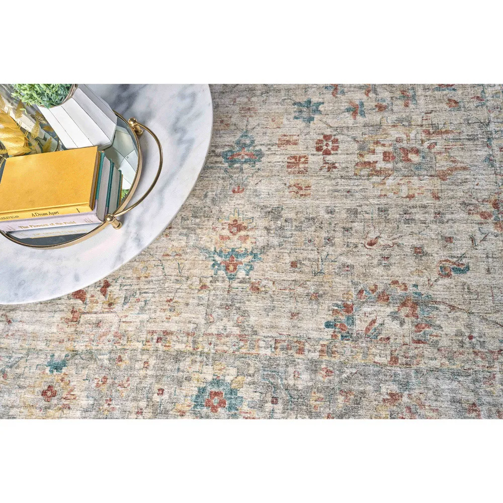 Callan Sample Floral Patterned Rug - Beige, Wool