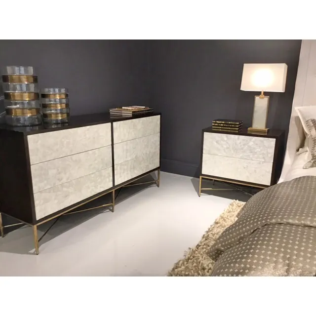 Calli 2 Drawer Nightstand - White, Capiz Shell