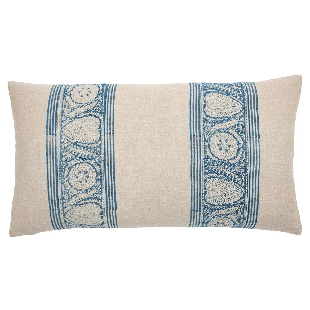Callie Lumbar Pillow Cover - Blue, Linen