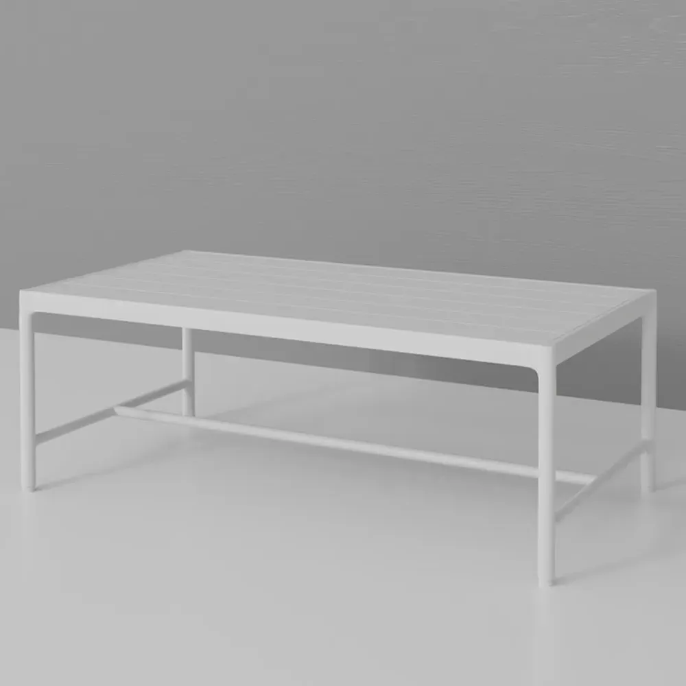Callie Rectangular Outdoor Coffee Table - White, Aluminum