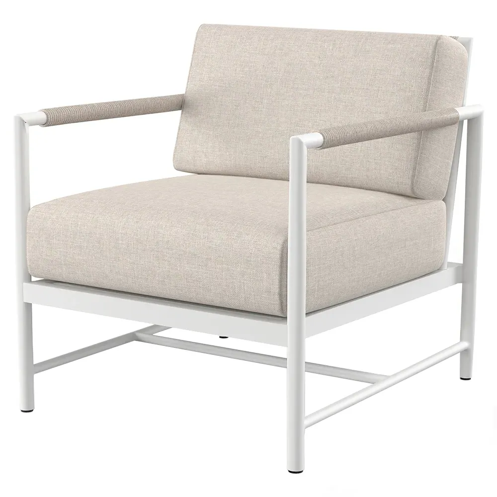 Callie Upholstered Outdoor Lounge Chair - White, Aluminum