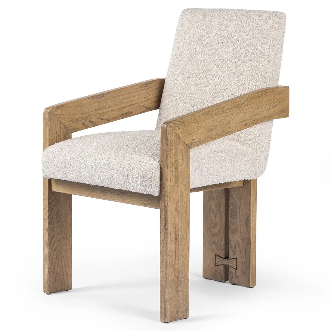 Callista Dining Arm Chair - Off White, Oak