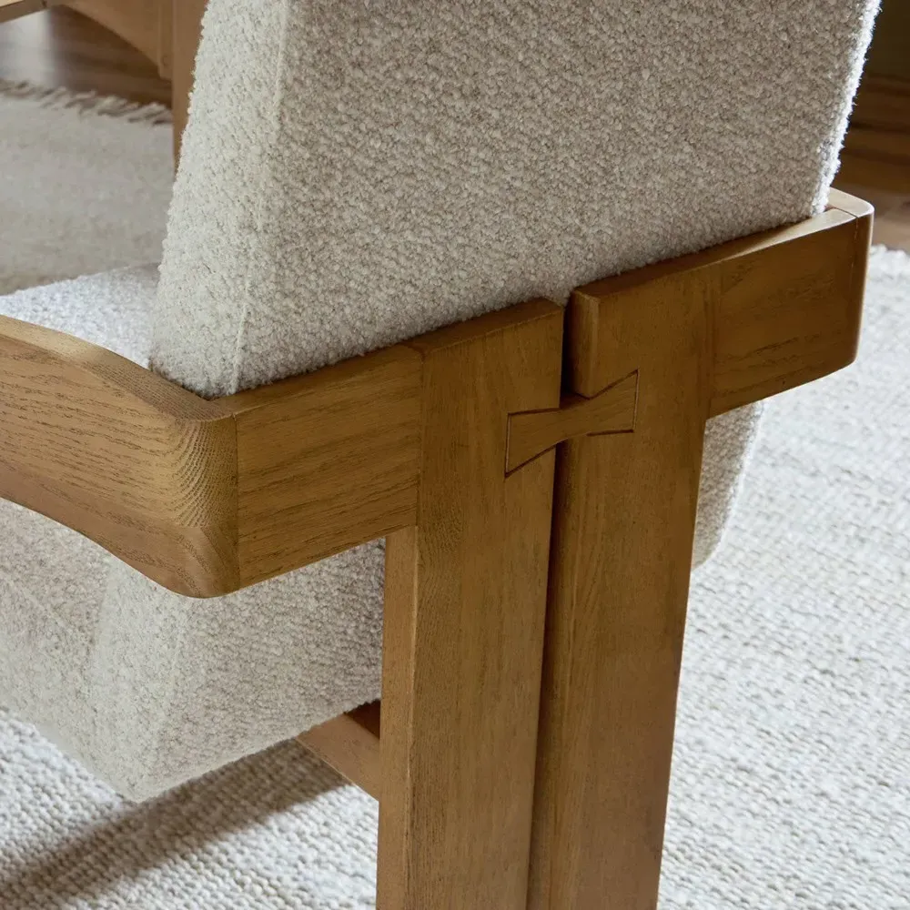 Callista Dining Arm Chair - Off White, Oak