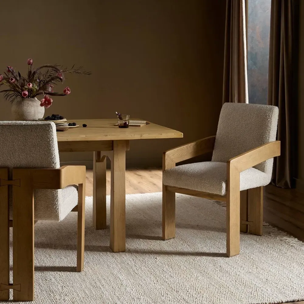 Callista Dining Arm Chair - Off White, Oak