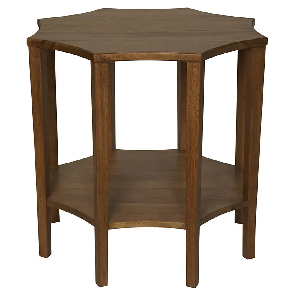 Callista Octagonal Side Table 2-Tier - Dark Brown, Walnut product