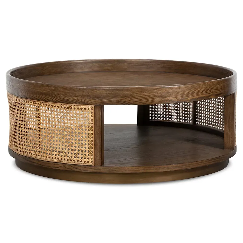 Callow Round 2 Tier Coffee Table - Brown, Ash Wood