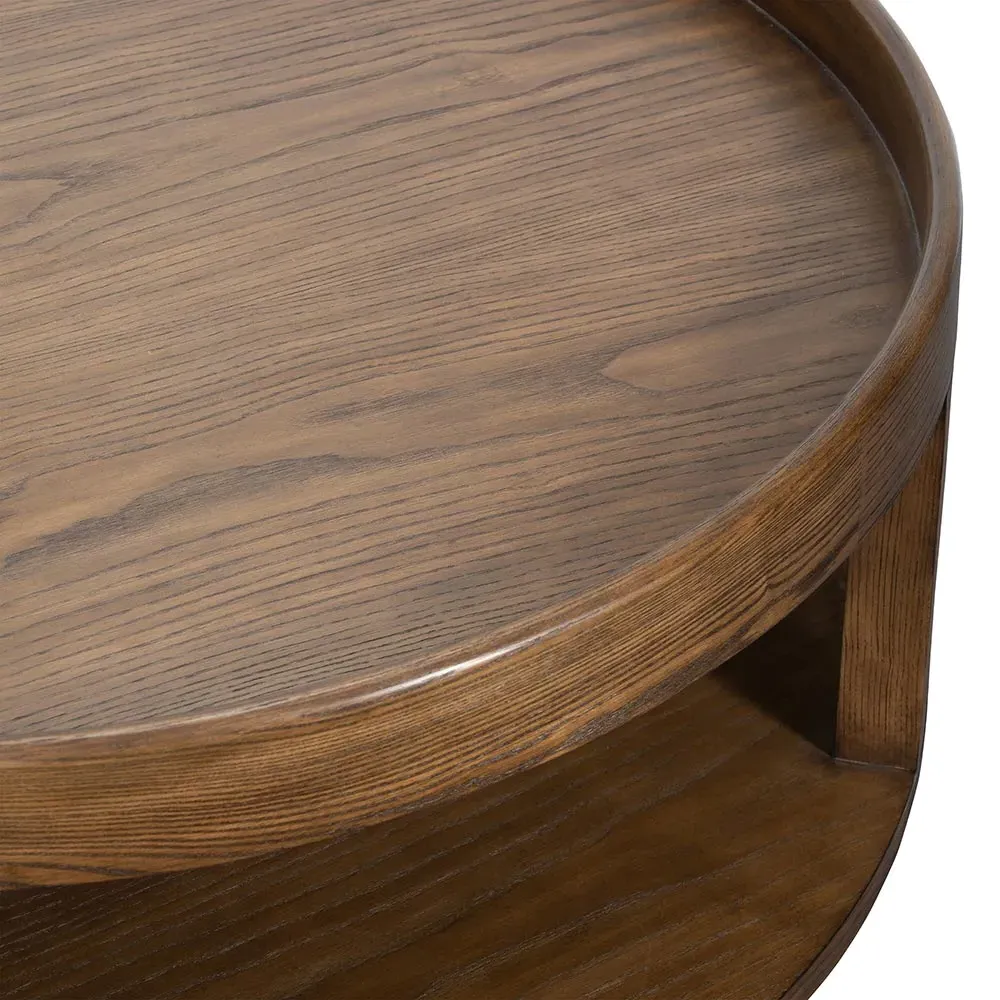 Callow Round 2 Tier Coffee Table - Brown, Ash Wood