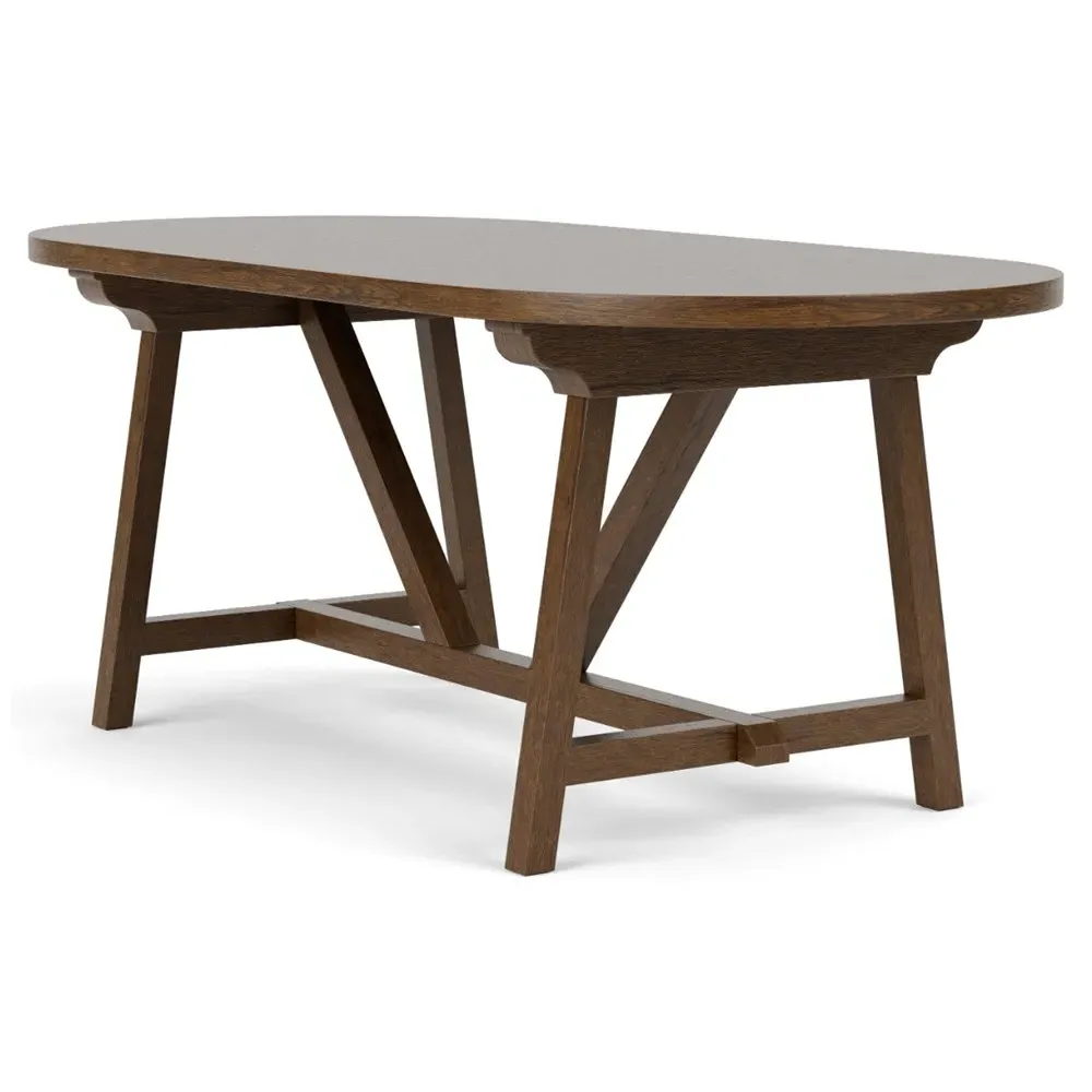 Callum Oval Trestle Dining Table - Brown