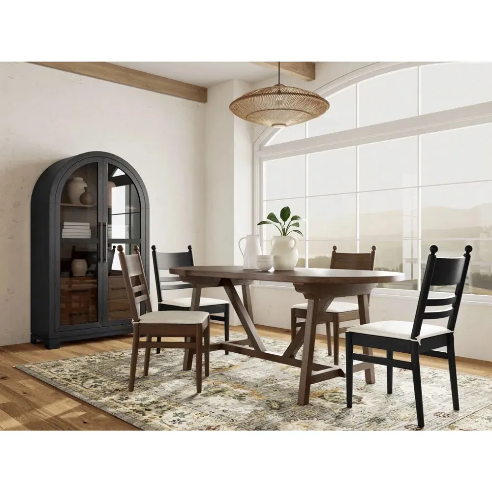 Callum Oval Trestle Dining Table - Brown