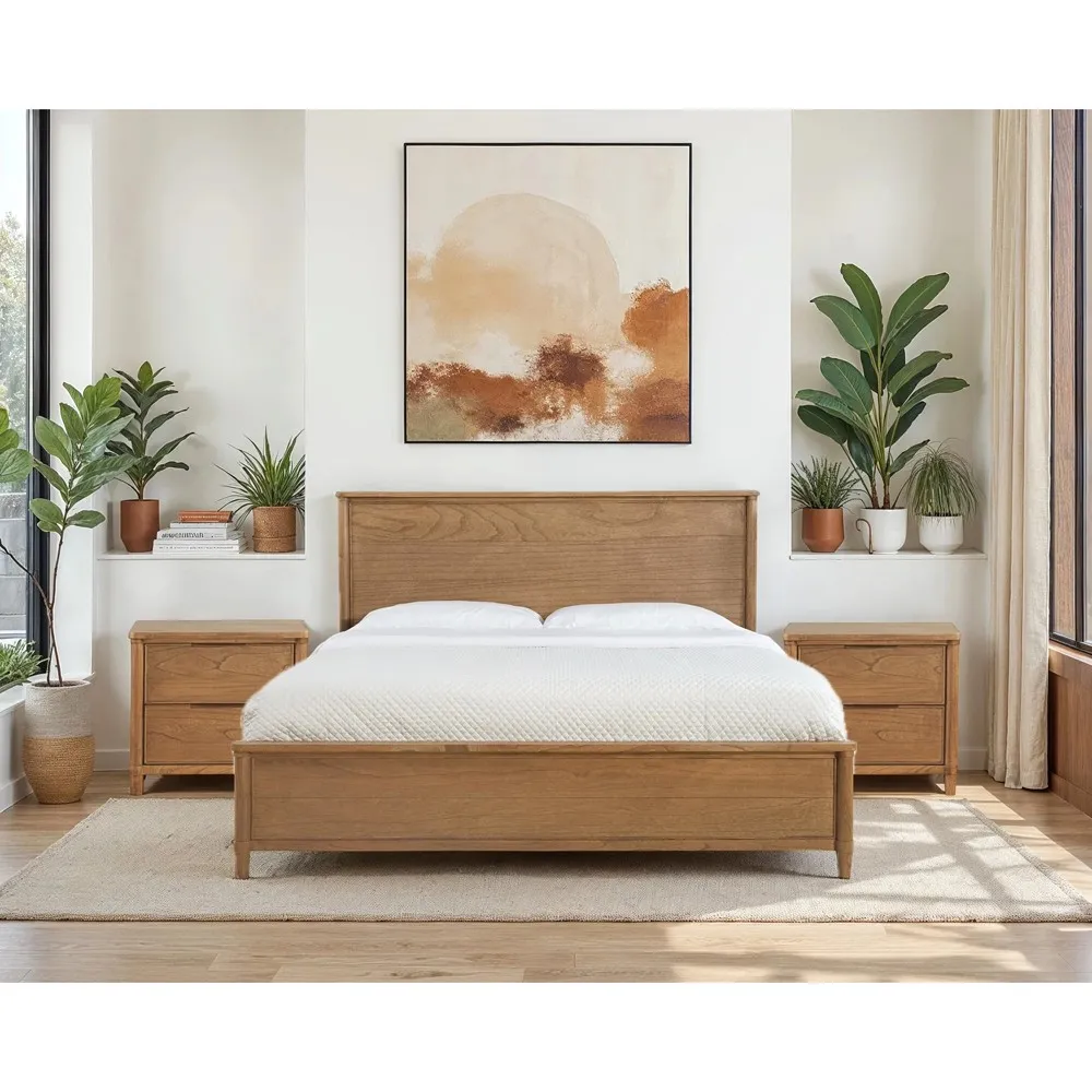 Callum Queen Size Bed Frame - Brown, Mindi Wood
