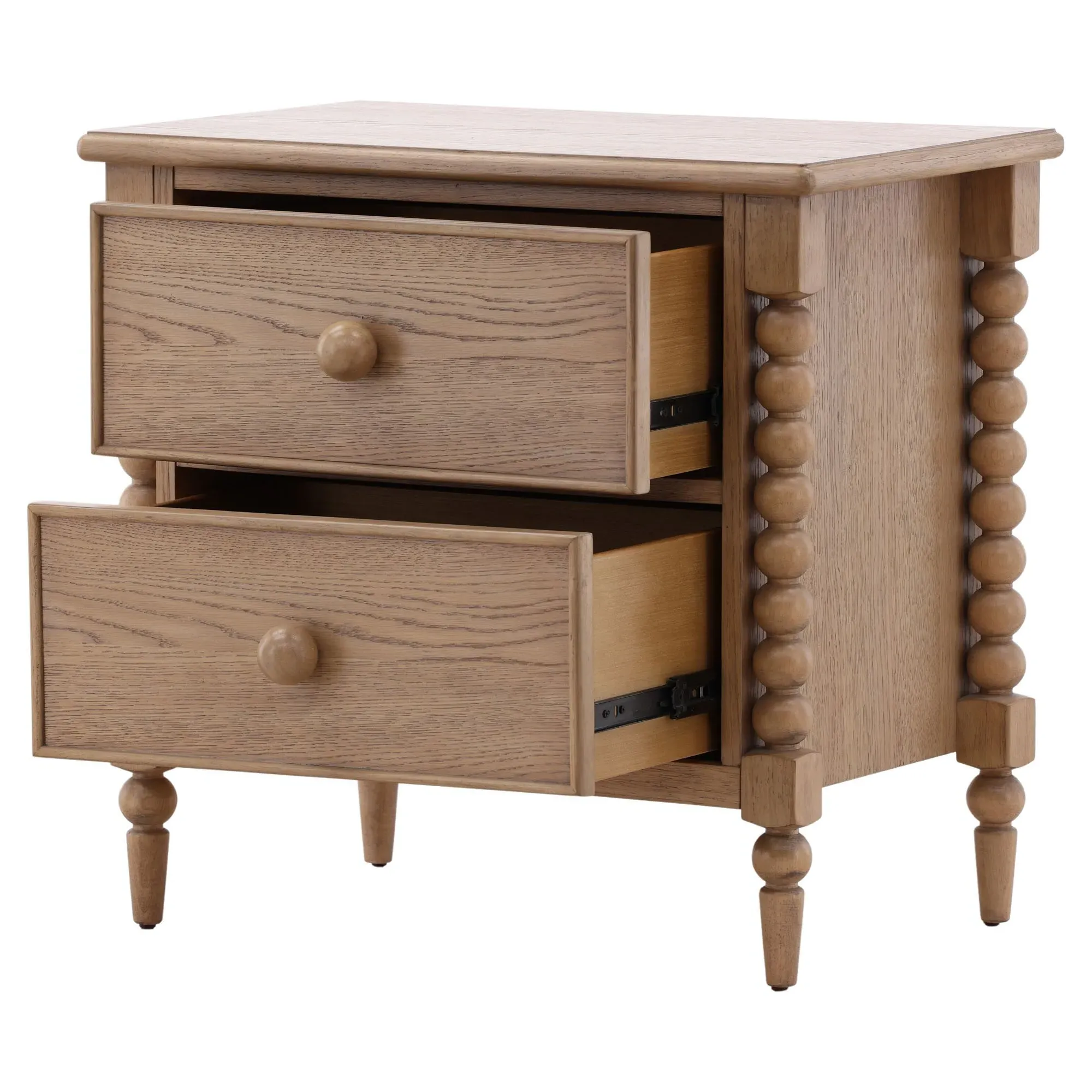 Calypso Bobbin Nightstand - Natural Oak