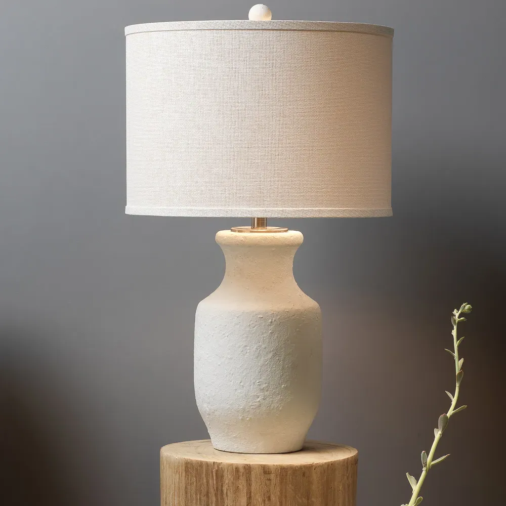 Cambree Coastal Beach Bedside Table Lamp - White, Cement